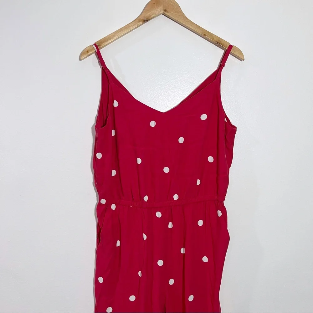 Loft Polka Dot Jumpsuit Elastic Waist‎ Pink/White Medium Summer Casual Parisian